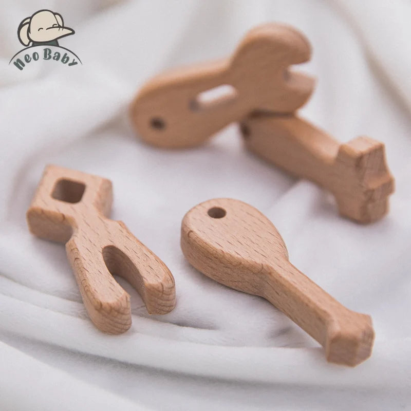 4PC Beech Wood Tools Blocks Baby Toys Montessori DIY Educational Toy Toddler Creative Wrench Tool Shape Teething Toys For Kids