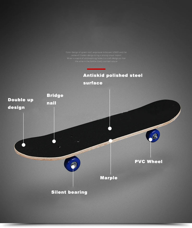 Skateboard Four Wheel Skate Board Scooter Longboard Pulley Wheel Double Rocker Maple Skateboard Alloy Roller Board