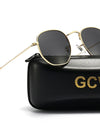 Classic Retro Reflective Man Hexagon Square Metal Frame Eyewear Sunglasses