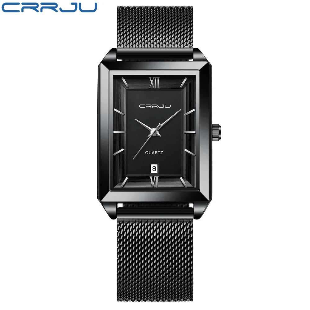 Watch Men Top Brand Luxury Square Golden Quartz Stainless Steel Waterproof Wrist Watch Relogio Masculino