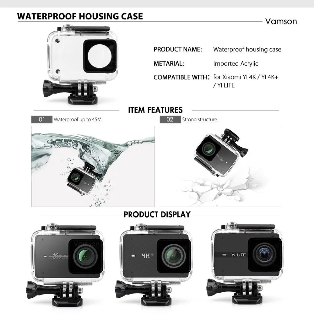 For Yi 4K Accessor Standard Protective Frame Case for Yi Lite 4K 4K+ Cam with Quick Release Buckle and Thumb Screw Mount
