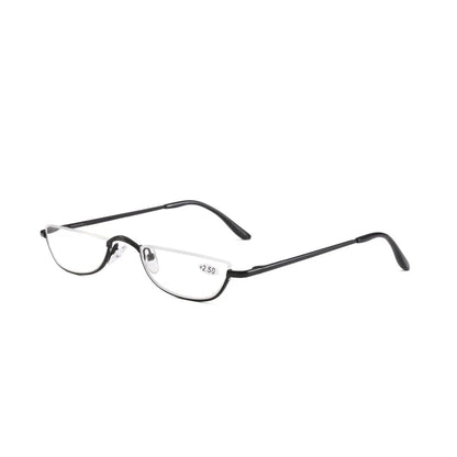 Cat Eye Reading Glasses Metal Half Frame Presbyopia Glasses Ultra-Light Small Rimless Hyperopia Spectacles Readers +2