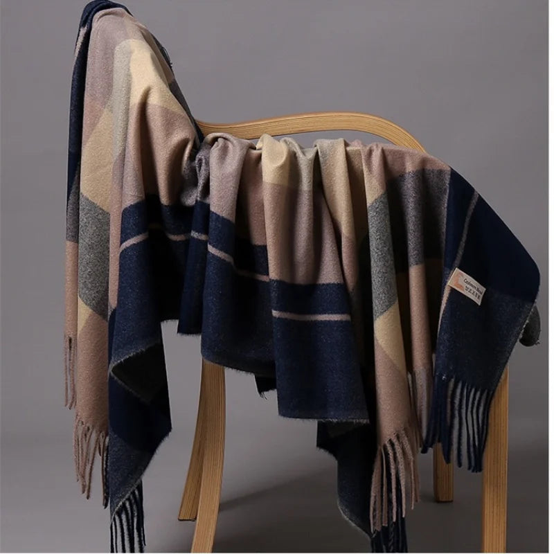 Autumn Winter Warm Cashmere Scarf Dot Pattern Long Tassels Women Thicken Wrap Shawl Lady muffler Wool Pashmina
