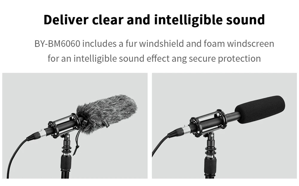 BY-BM6060 XLR Microphone Super-Cardioid Shotgun Condenser Microphone for DSLR Camcorder Film Making TV Program Interview
