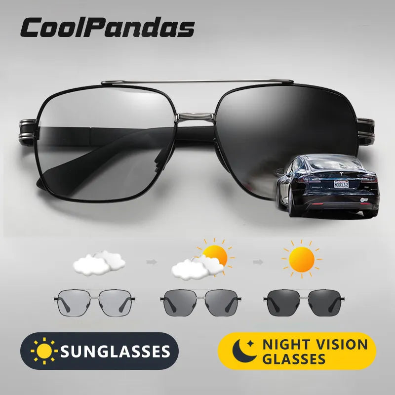 UV400 Polarized Photochromic Driving Sunglasses for Men and Women