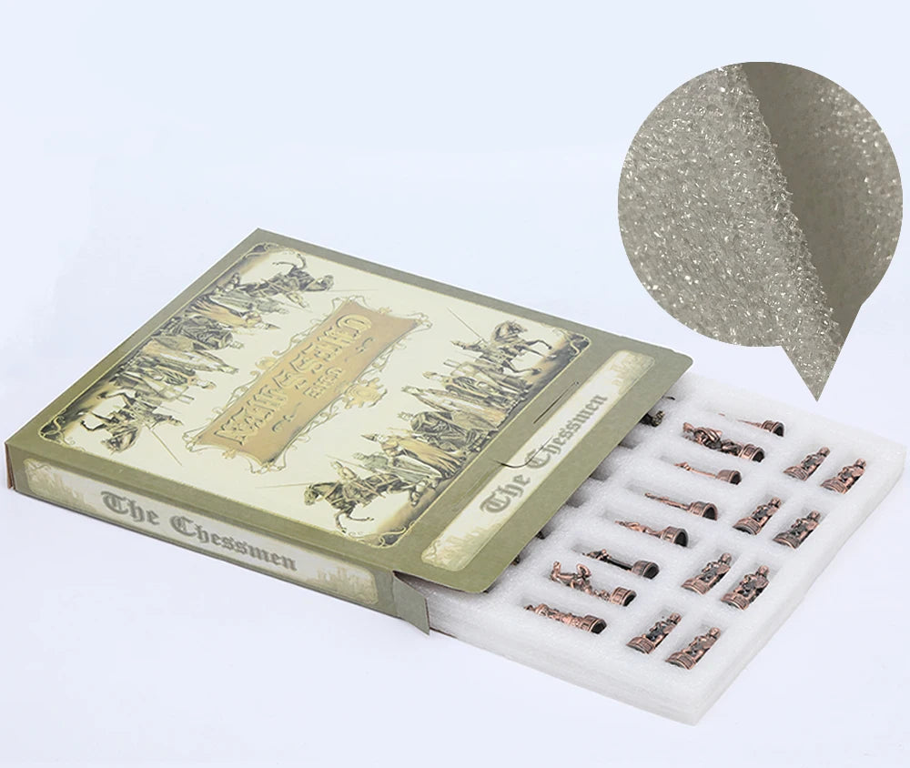 Luxury Metal Chess Set with Leather Board – Dragon Soldier Theme