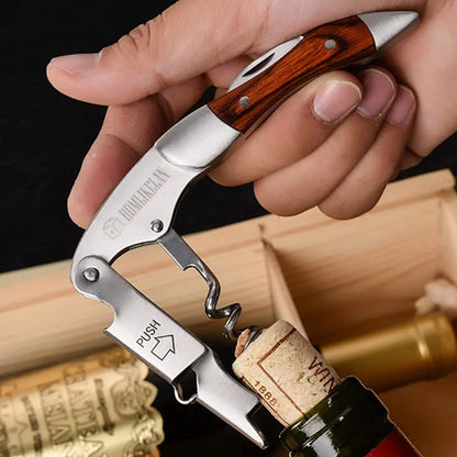 Stainless Steel Wine Opener, Professional Waiters Corkscrew, Leather Case,Beer Bottle Opener And Foil Cutter Gift For Wine Lover