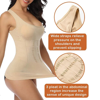 Shapewear Tank Top Seamless Slimming Underwear Tummy Control Camisole with Removable Pads Body Shaping Compression Vest