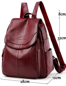Soft Leather Backpacks Vintage Female Shoulder Bags Casual Travel Ladies Bagpack School Bags