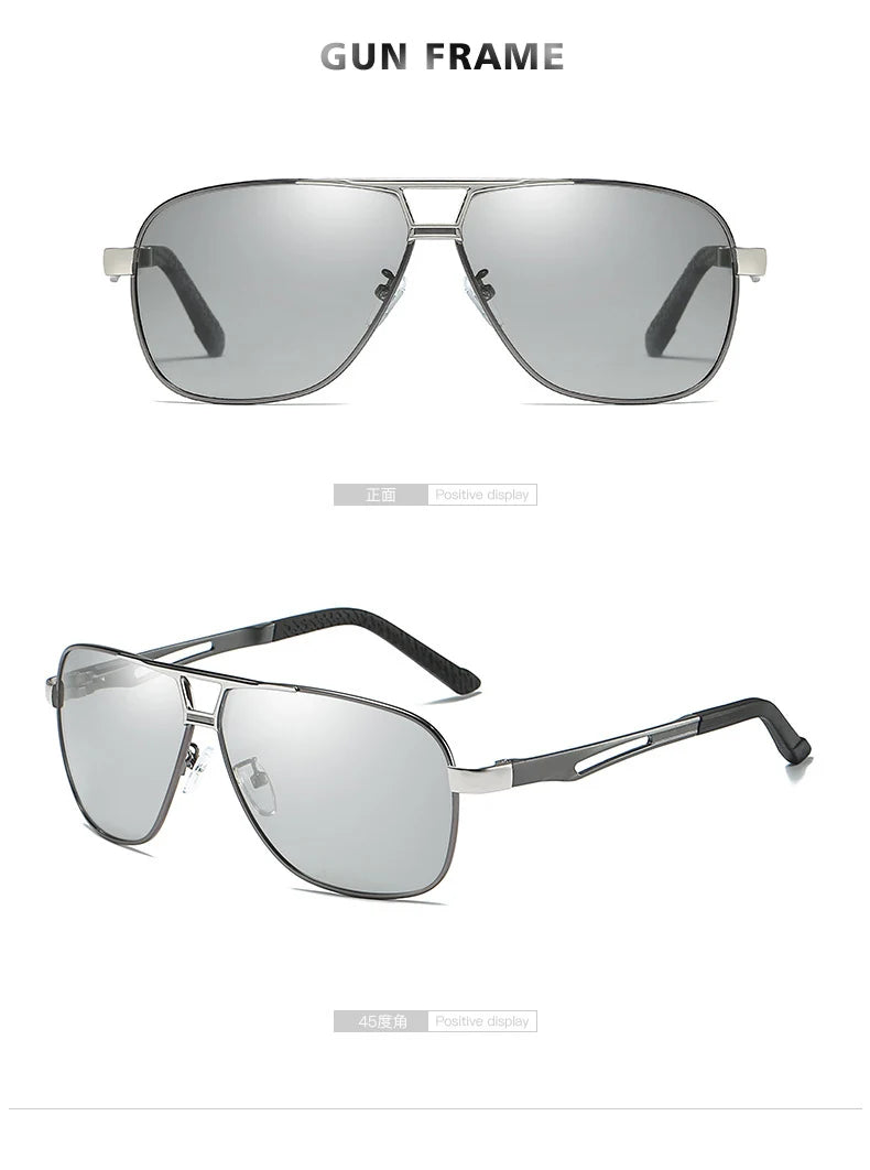 Vintage Aviation Photochromic Polarized UV400 Anti-Glare Driving Sunglasses for Men Women