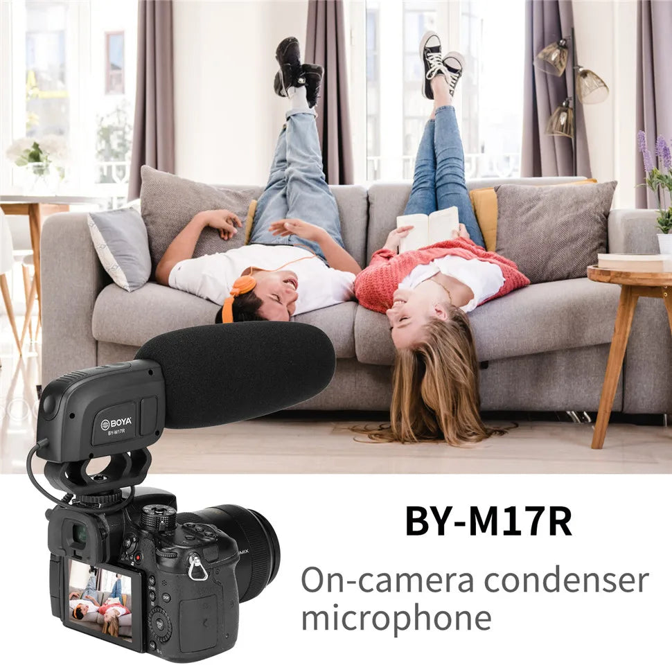 BY-M17R Condenser On-camera Shotgun Microphone for DSLR Camcorder Streaming Audio Recorders Video Shooting Vlogging Podcast