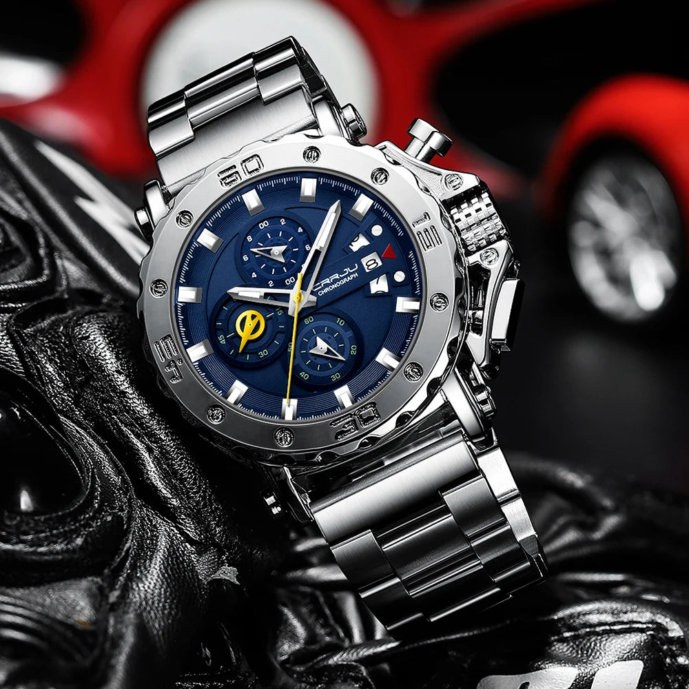 Watch for Men Top Brand Luxury Big Dial Stainless Steel Waterproof Chronograph Wristwatches with Date Relogio Masculino