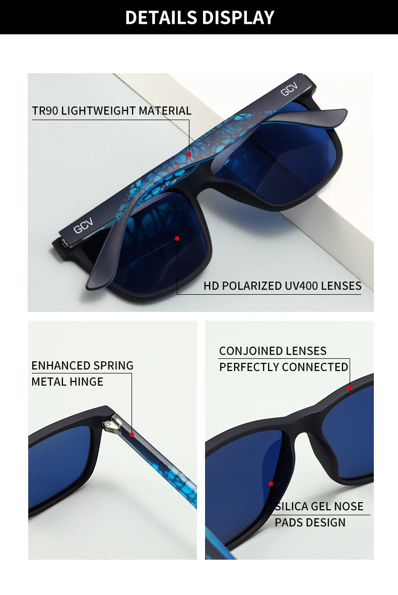 Ultralight TR90 Square Polarized UV400 Mirror Sports Sunglasses for Men Women