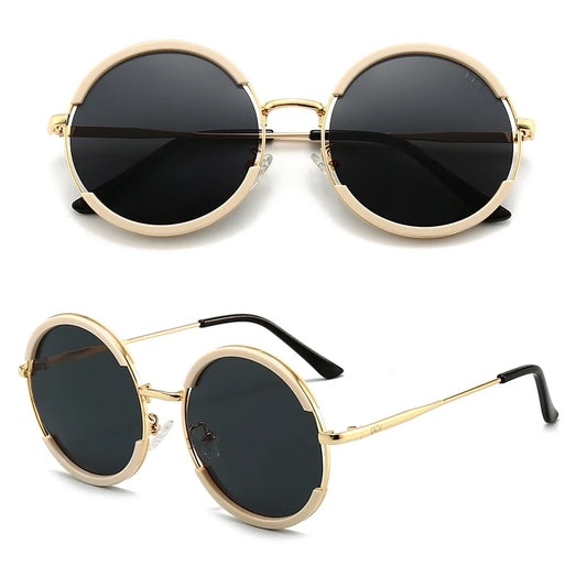 Round Frame Punk Style Polarized Sunglasses Metal Frame UV400 Unisex Fashion Eyewear