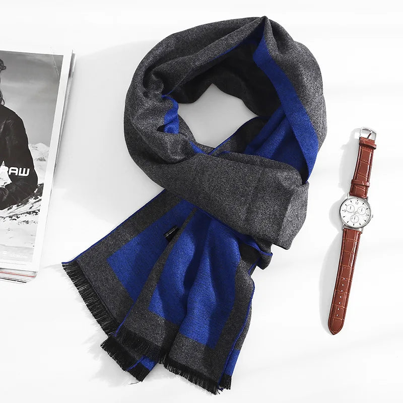 Scarves Man Autumn Winter Thick Warm Cashmere Business Long Wraps Boy Classic Shawl muffler