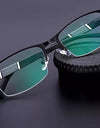 Metal Half Frame Male‘s Reading Glasses Square Fashion Eyeglasses Women Business Anti-Blue Diopter Glasses+4