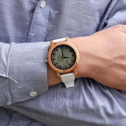 Wooden Watch Simple Casual Silicone Strap Quartz Wrist watch