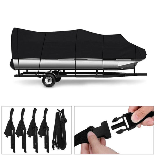 210D Waterproof Pontoon Boat Cover UV Resistant Trailerable Protective Cover for 17-24FT Boats