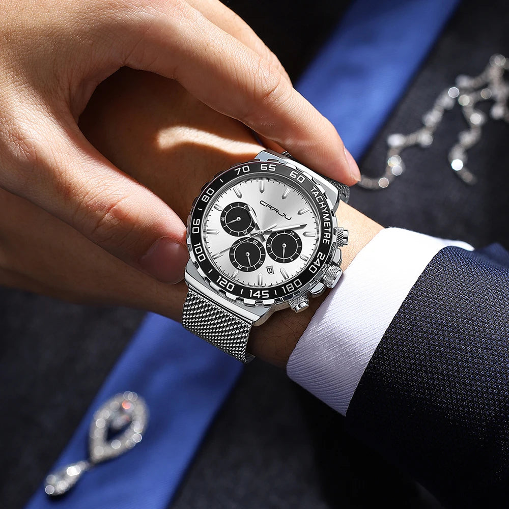 Men Watch Quartz New Japanese Chronograph Top Brand Waterproof Stainless Wristwatches with date Relogio Masculino