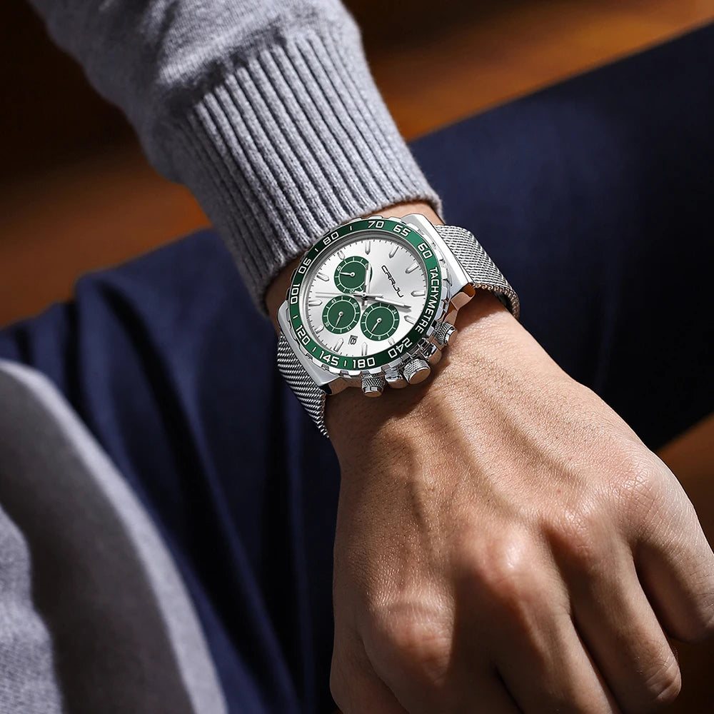 Men Watch Quartz New Japanese Chronograph Top Brand Waterproof Stainless Wristwatches with date Relogio Masculino