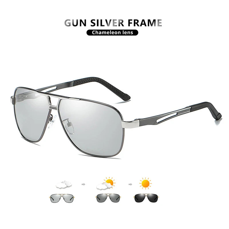 Vintage Aviation Photochromic Polarized UV400 Anti-Glare Driving Sunglasses for Men Women