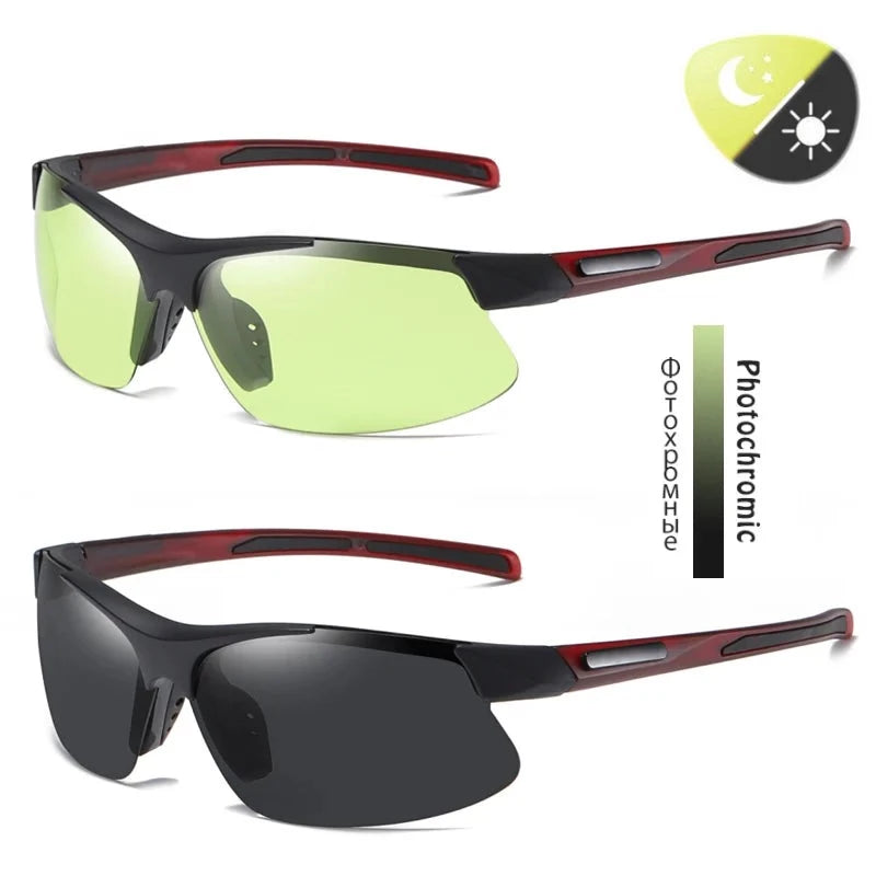 Photochromic Polarized Sports Sunglasses for Men Ultralight Windproof Outdoor Glasses