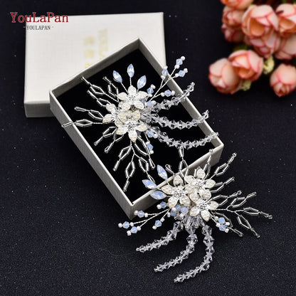 2 Pieces of Ladies Crystal Shoe Clip Alloy Flower Charm Metal Shoe Clip Bridal Shoes Rhinestone Accessories