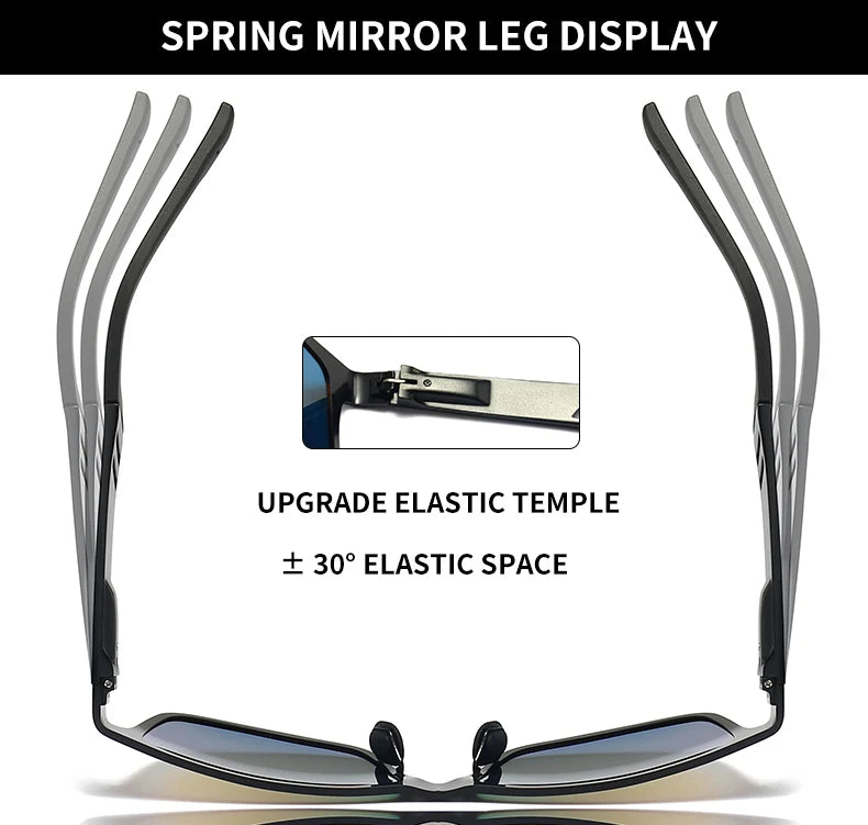 Rectangle Men Polarized Sunglasses Aluminium Magnesium UV400 Driving Eyewear Mirror Lens