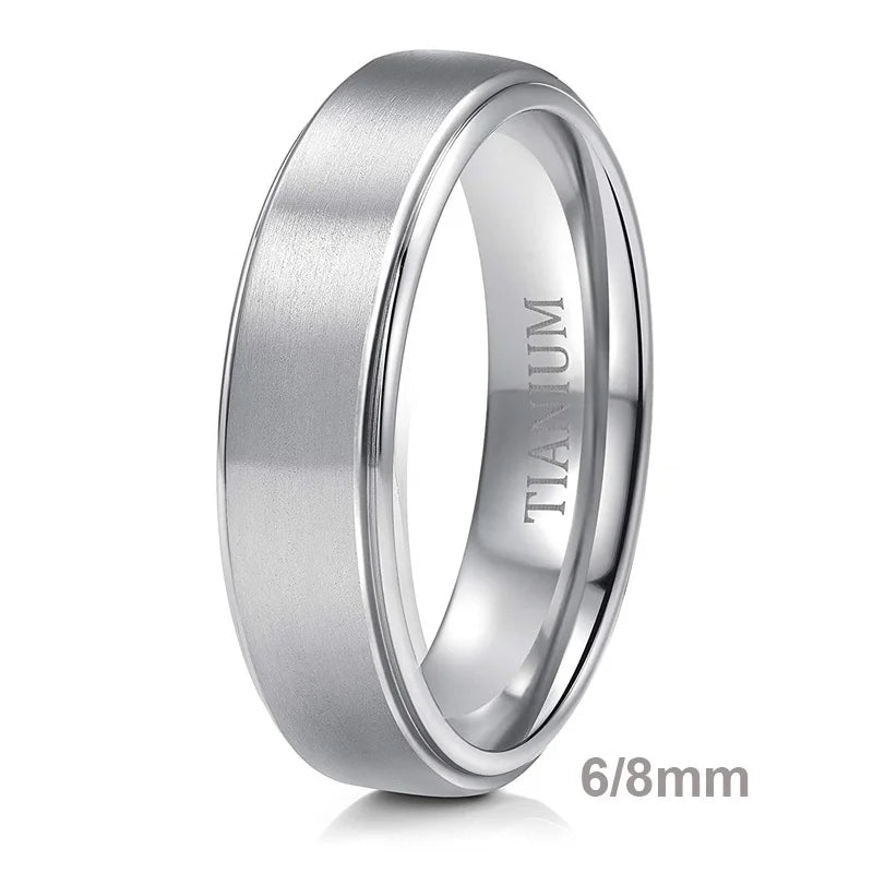 6mm Men Ring Titanium Silver Color 8mm Man Women Engagement Ring Wedding Band Simple Finger Rings