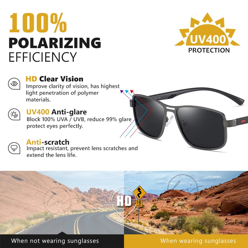 Top Polarized Square Sunglasses UV400 Anti-Glare Driving Fishing Glasses for Men Women