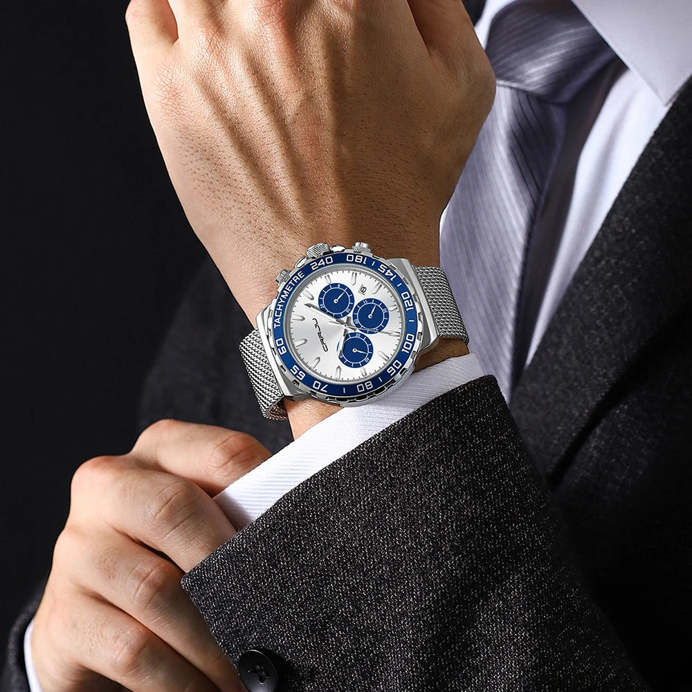 Men Watch Quartz New Japanese Chronograph Top Brand Waterproof Stainless Wristwatches with date Relogio Masculino