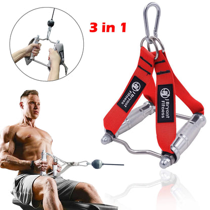 Meatl Gym Handle Double D Handles Heavy Removable Pull Down V Bar for Home Cable Machine Rowing T-bar Training Fitness Equipment