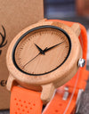 Watches Top Brand Luxury Quartz Leather Silicone Strap Bamboo Wristwatch
