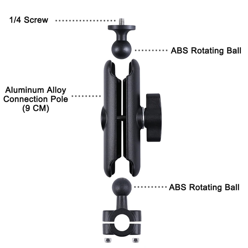 Metal Motorcycle Bicycle Camera Mount Handlebar Mirror Holder for Action Cameras and Smartphones