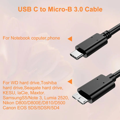 Micro B USB C 3.0 Cable 5Gbps External Hard Drive Disk HDD Cable for Samsung S5 Note3 Toshiba WD Seagate HDD Data USB3.1 Cables