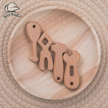 4PC Beech Wood Tools Blocks Baby Toys Montessori DIY Educational Toy Toddler Creative Wrench Tool Shape Teething Toys For Kids