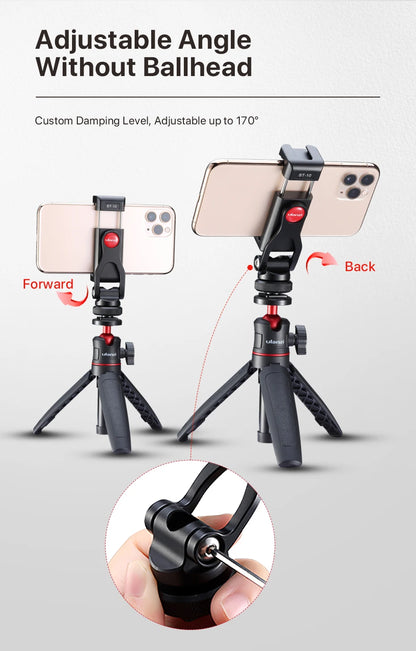 Black Adjustable Metal Phone Mount DSLR Monitor Adapter Cold Shoe Smartphone Holder for LED Light Microphone