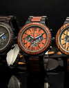 Watches Wooden Wrist Stop Watch Quartz Chronograph Luminous Hands Auto Date