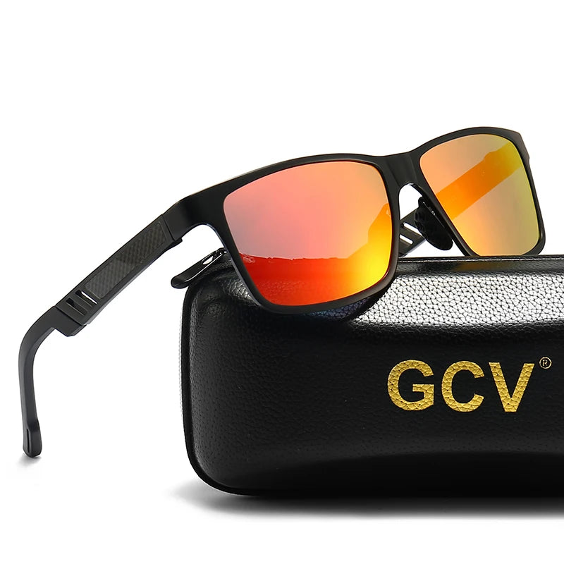 Rectangle Men Polarized Sunglasses Aluminium Magnesium UV400 Driving Eyewear Mirror Lens
