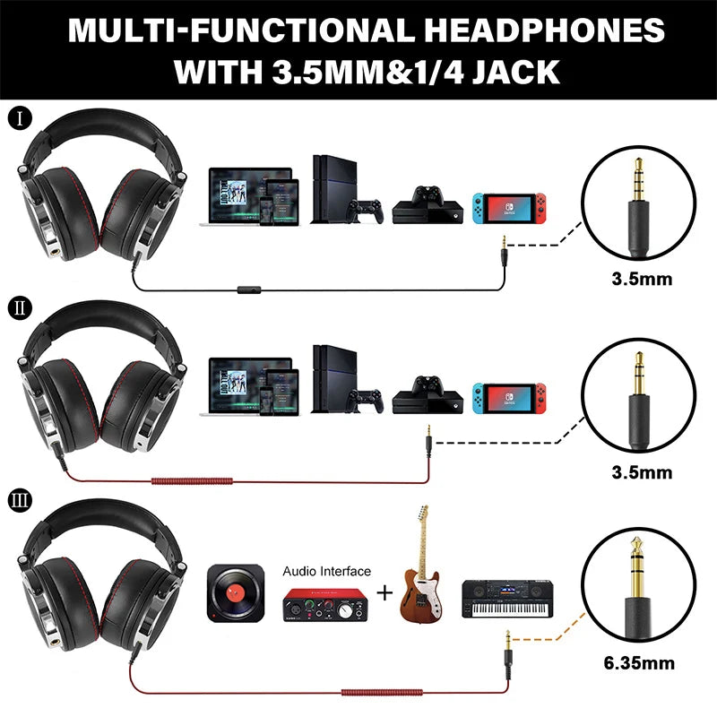 Wired Headphones Professional Studio Pro 10/30/50 DJ Headphones With Microphone Over Ear HiFi Hi-Res Monitor Headset