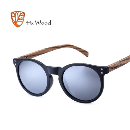 Polarized Sunglasses Wood Earpieces Fashion Round Sun Glasses Mirror Lens UV400