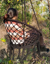 Nordic Style Round Hammock Swing Chair Safety Hanging Hammock Rope Hanging Garden Seat Beige Knitting Rope Swing Balcony Chair