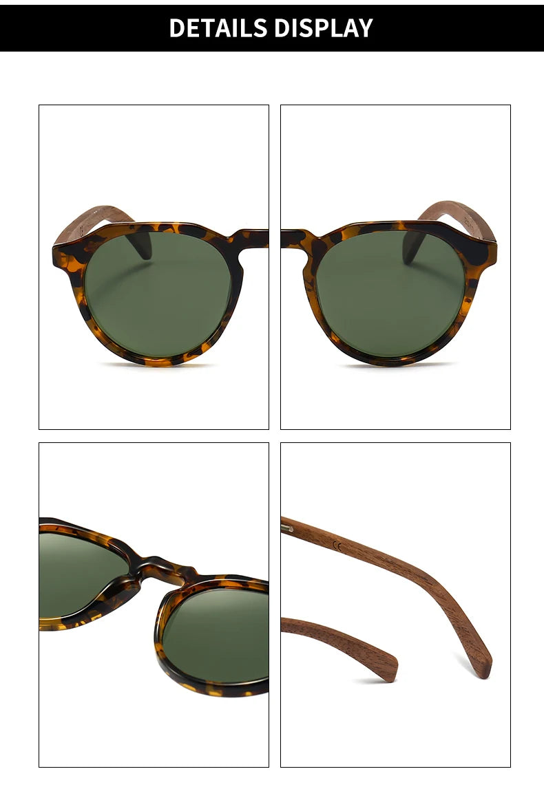 Walnut Wood Butterfly Polarized UV400 Fashion Sunglasses for Men Women Lightweight Luxury Eyewear