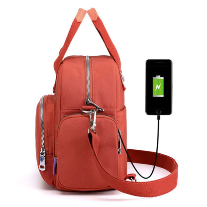 Shoulder Bag Nylon Backpack Female Luxury Handbags Multifunctional Crossbody Bag with Hidden USB Charging