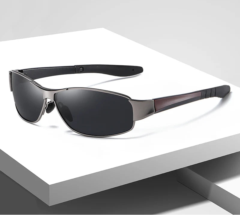 Polarized Square Metal Frame Sunglasses UV400 Anti-Glare Driving Fishing Glasses for Men Women