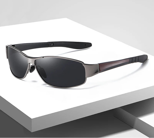 Polarized Square Metal Frame Sunglasses UV400 Anti-Glare Driving Fishing Glasses for Men Women