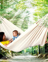 White Canvas Hammock Outdoor Camping Swing Seaside Leisure Travel Garden Decoration for 2 People