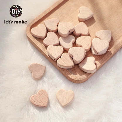 10PC Baby Wooden Teether Animal Beads Beech Rodent Star DIY Pacifier Chain Teething Bracelet Accessories Montessori Newborn Gift