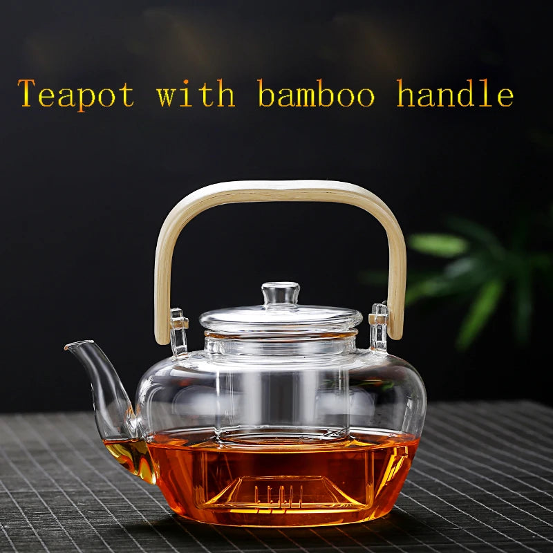 Borosilicate Glass Tea Pot with Filter Heat Resistant Thickened Japanese Style Tea Maker