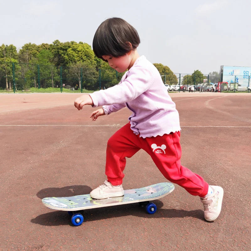60CM Skateboard Beginner Cartoon Skateboard Maple Wood Deck Skate Board Outdoor Long Board Double Rocker Skateboard